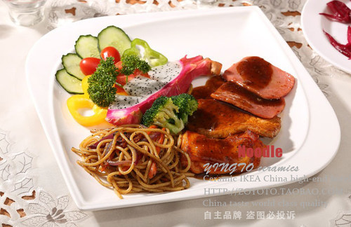 纯色10英寸陶瓷餐厅牛排盘