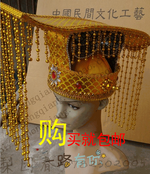 秦始皇帽头盔玉皇大帝皇上皇平顶冠冲天冠金色王帽霸王山大王帽子