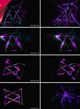 【紫色唯美抒情灯光秀】图形网状晚会酒吧VJ舞台灯立体视频素材