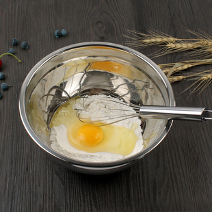 不锈钢打蛋盆防滑打蛋器防飞溅色拉盘加厚和面搅拌盆厨房洗菜盆子