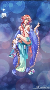 梦王国沉睡的100王子美人鱼海岸情史三星黄卡珊瑚蓝色印花cos服