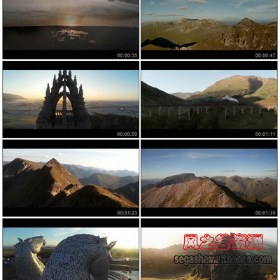 美丽苏格兰 大桥火车山峰灯塔 自然风光LED高清视频素材