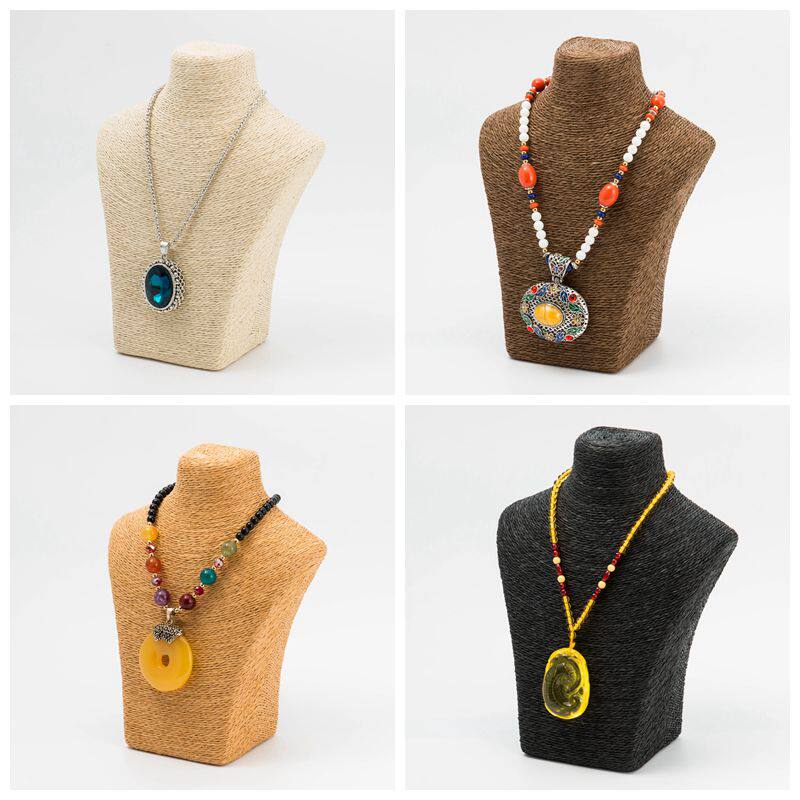 하이 엔드 밀짚 목걸이 스탠드 쥬얼리 목걸이 디스플레이 쥬얼리 모델 초상화 목 카운터 디스플레이 소품