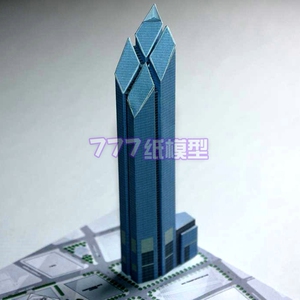 [777纸模型]美国摩天大楼18 城市办公楼高楼建筑沙盘模型