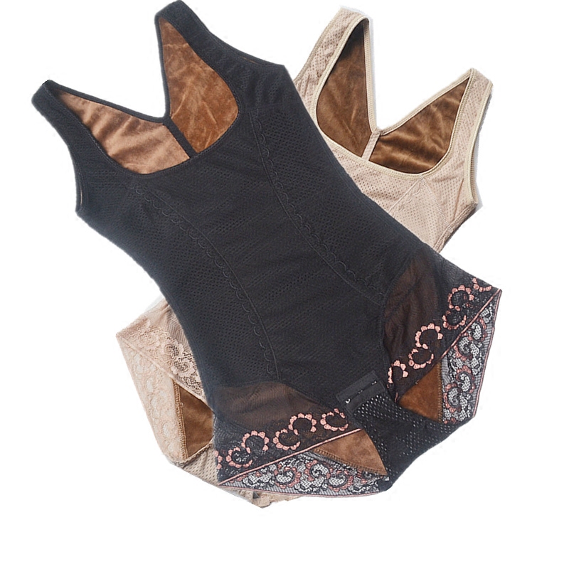 清仓大码冬季加厚加绒保暖内衣连体衣塑身衣三角开扣束身衣女