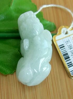 91807实拍图  缅甸玉天然A货翡翠玉手工雕貔貅小吊坠