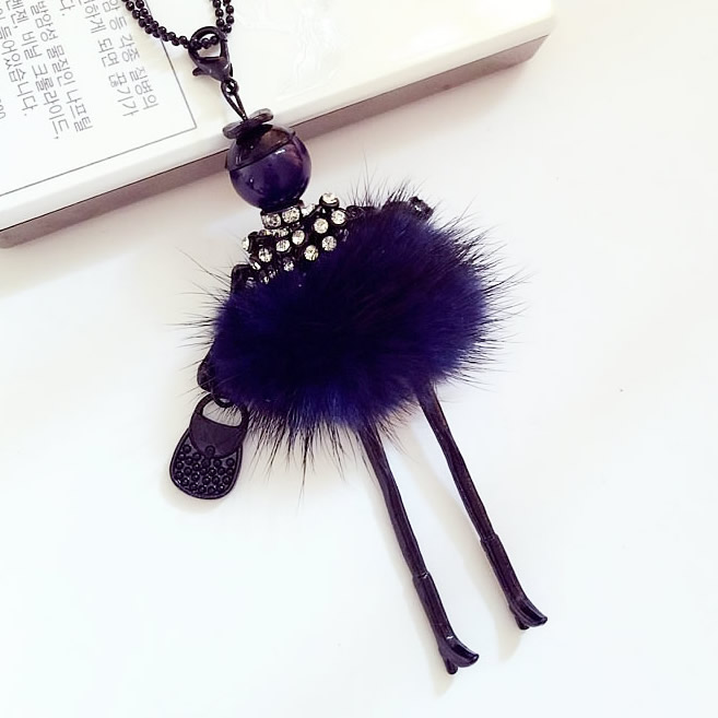 Japan and South Korea autumn and winter sweater necklace long necklace plush dancing girl accessories ornaments sweater necklace ladies long chain