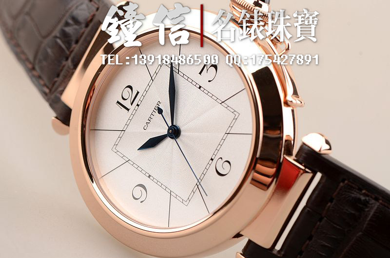 已售出【97新】卡地亚帕莎大号42MM玫瑰金大三针自动机械男表W3019351