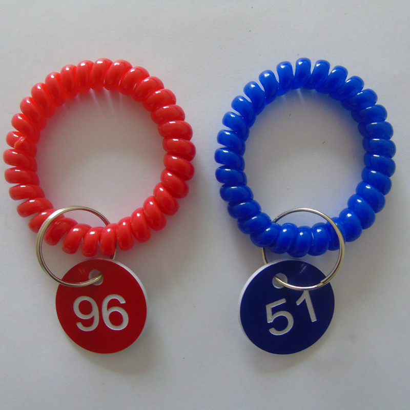 桑拿手牌/号码牌线圈/数字牌/桑拿牌/钥匙牌扣/塑料弹簧手圈/寄存