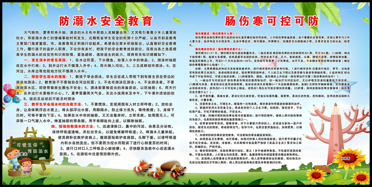 728海报印制展板写真喷绘贴纸156健康教育防溺水肠伤寒知识