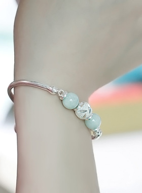 足银天然翡翠转运珠A货手链手镯