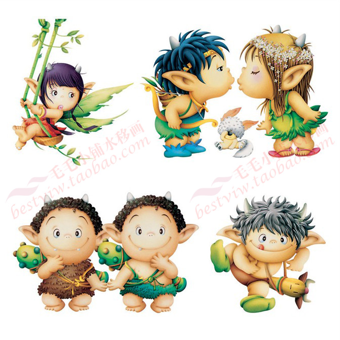 65-8 韩国多丽森林精灵水移画装饰贴厨房浴室瓷砖贴冰箱贴儿童贴