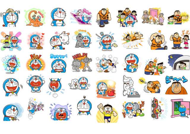 哆啦A梦 机器猫 LINE贴图 笔记本贴纸 手机 手帐贴纸 40枚 Z 071