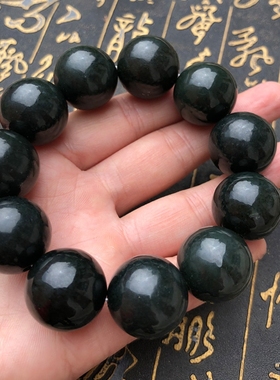 天然和田玉玉珠手链青玉佛珠玉手链手串送证书