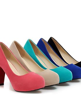 2024春秋新款高跟鞋休闲粗跟单鞋韩版女鞋子大码单鞋40-43码女鞋