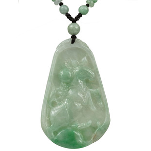 钰达翡翠马吊坠 一马当先玉项坠 生肖玉马挂坠项链挂件 dot 生肖