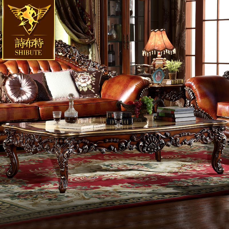 美式实木雕花描金 欧式别墅实木精雕桌面拼花长茶几小方几组合|ruв категории жилой мебели, несколько видов, чайный столик - от Buy2taobao.com для оказания профессиональной услуги покупки агента Taobao