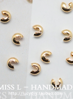V58 18K包金配镀18K金 铜月牙包扣 定位 DIY饰品材料配件 1枚