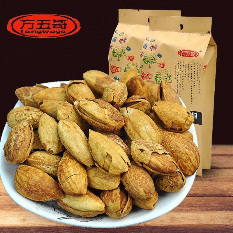 【方五哥_巴旦木250克X3袋】新貨堅果零食薄殼開口巴旦木