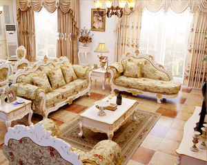 欧式布艺沙发大户型 实木雕刻沙发 田园布艺沙发豪华沙发组合包邮