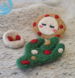 新品 梦娃仙人掌胸针 原创手工梦游系列：日系森女激萌羊毛毡