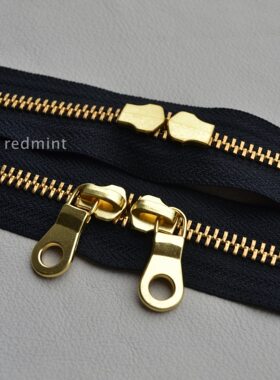 5包# Ykk拉炼金和铜双端闭尾金属坚固皮革布袋手工织物黑色580