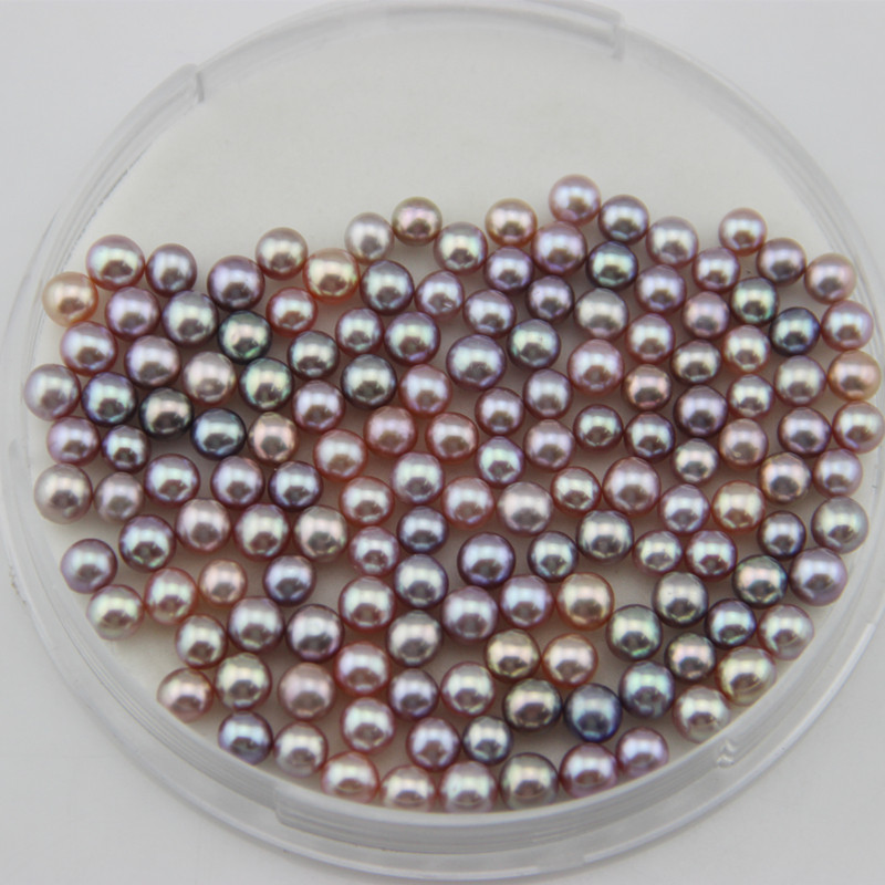 小马天然淡水珍珠强光正圆5-6mm颗粒散珠正品出口欧美日韩