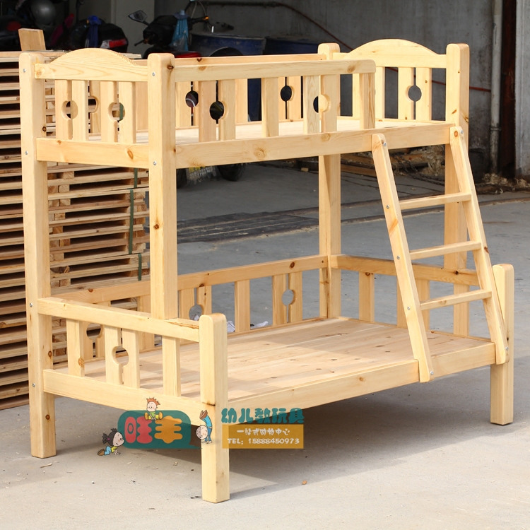 高端 幼儿园儿童双层床上下高低木制床俄罗斯樟子松木床午休床