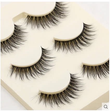 纯手工假睫毛自然裸妆无痕透明梗3D款眼睫毛 立体交叉款3对装包邮