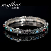 Very authentic Thai-style opening eternal rings of pure color stone bracelets-silver bracelets-wide fashion