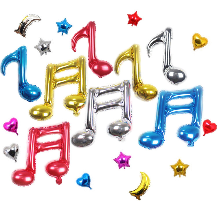 音符铝膜气球小星星爱心装饰气球生日婚礼场地装扮布置用品批11發