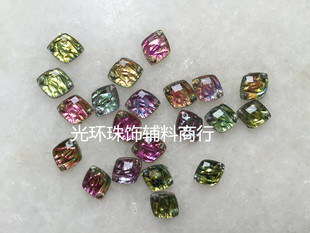 歌手服演出服宝石饰品 13mm菱形网面透花纹平底红五彩手缝钻