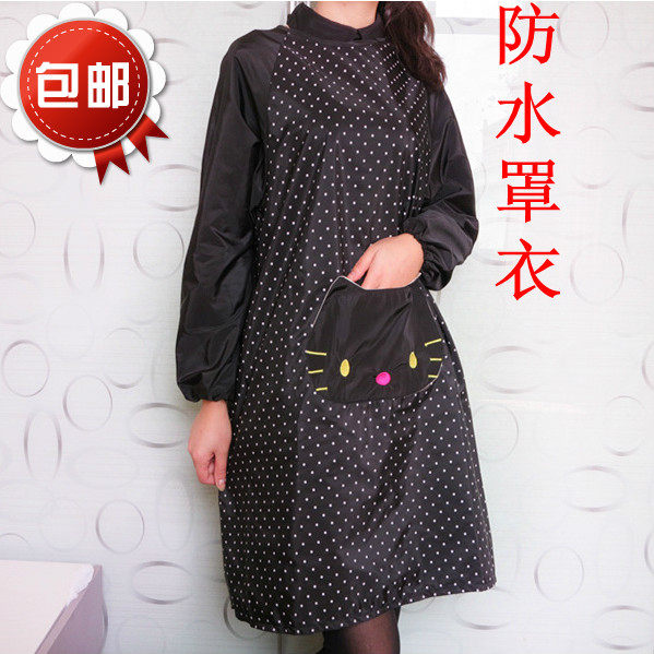 防污韩版KT猫长袖防水绘画围裙成人罩衣厨房家居工作服反穿衣帽,家庭/个人清洁工具,围裙,淘宝优惠券,粉丝福利购,淘宝优惠卷