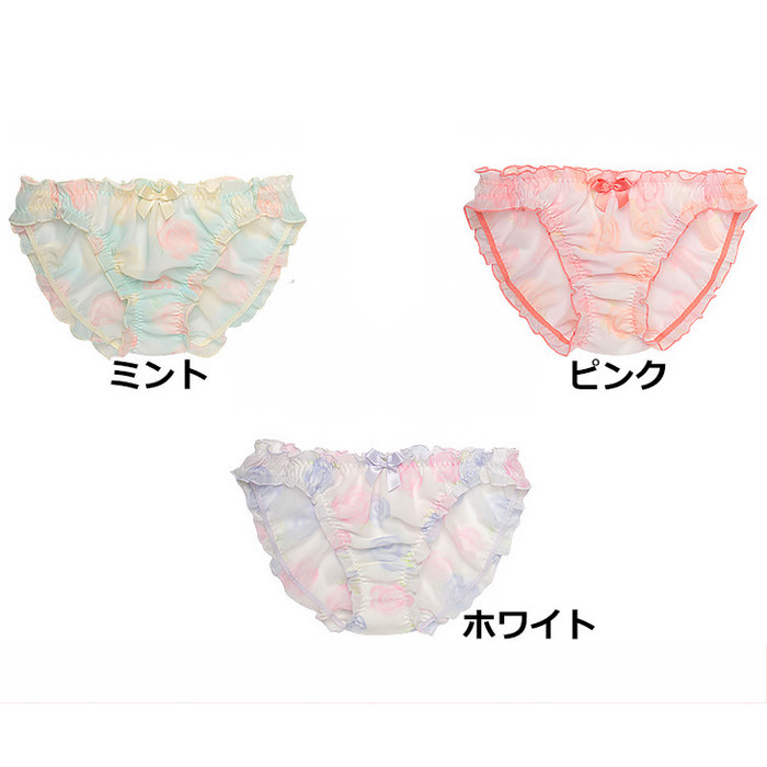 出口日本原单内裤 蜜语~少女中低腰荷叶边可爱雪纺三角裤 m码