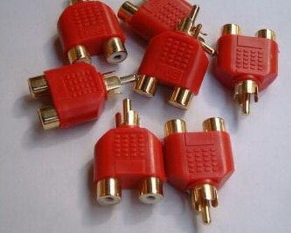 镀金一分二转接头 rca公转双莲花母 单莲花同轴线转双莲花母