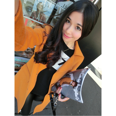 can秋冬新款欧美修身毛呢外套