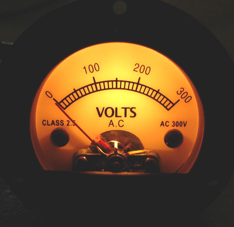 S52圆形黑色指针式表头，220V 300V交流电压表，覆古设计黄色背光