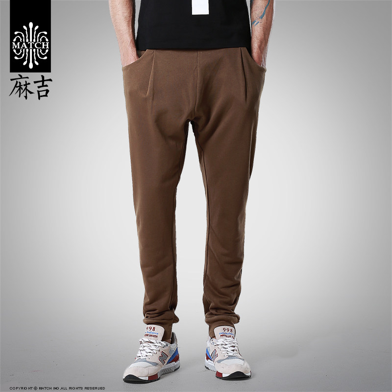 match麻吉卫裤男小脚哈伦裤薄秋季修身潮休闲裤束脚运动长裤w5035