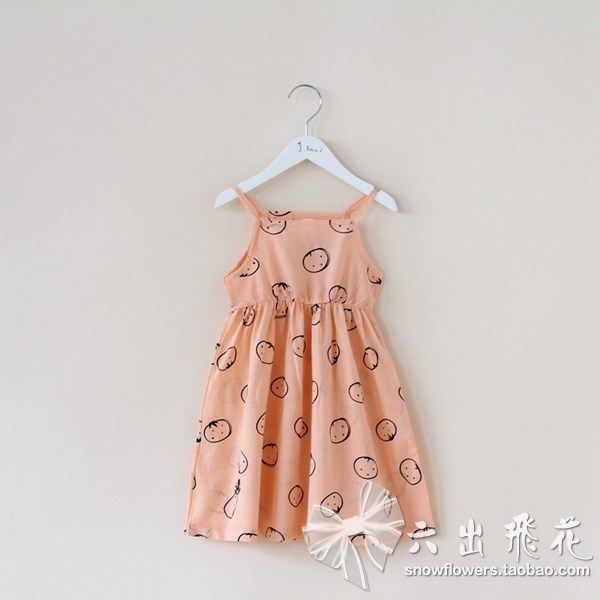 夏款韩国品牌童装女童满印番茄吊带裙连衣裙
