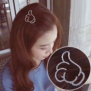 Know Richie jewelry rhinestone hair accessories simple temperament hollow hair bangs clip thumb shape clip card