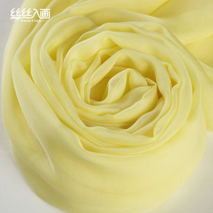 高档浅鹅黄色秋冬长款/桑蚕丝围巾女披肩/纯色纱巾真丝丝巾淡黄色