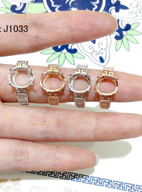 925银戒指空托 5*7 6*8 7*9 8*10 9*11 10*12椭圆戒臂回字纹微锆