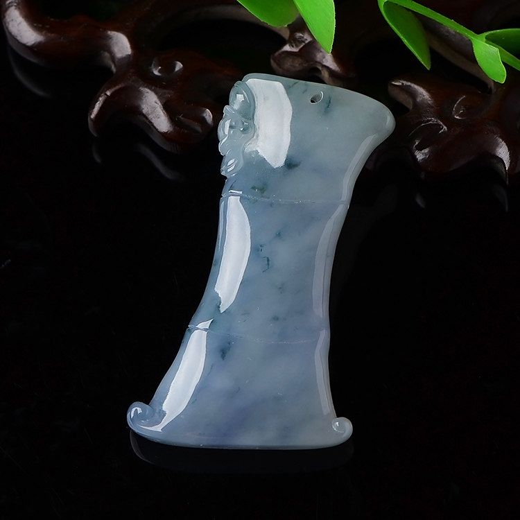 玉石寨玉器H缅甸A货翡翠紫罗兰竹节吊坠正品节节高升玉坠包邮送证