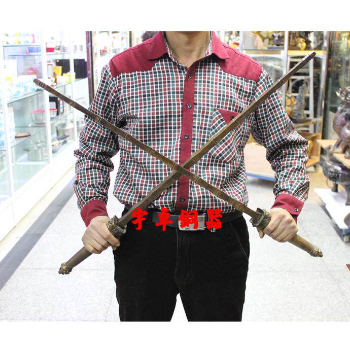 宇卓铜器纯铜十八般兵器双锏 铜简  铜鞭  铜手铜锤摆件工艺品