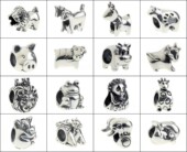 S925动物银珠DIY狮子青蛙小猪老鼠