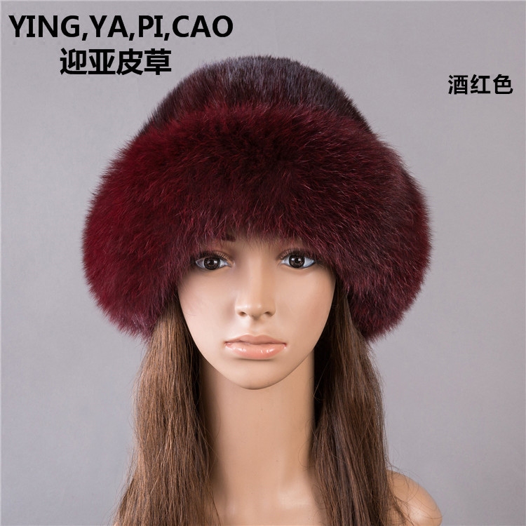 水貂毛皮草帽子女 水貂女帽 冬天保暖帽子狐狸毛帽檐公主貂皮帽子