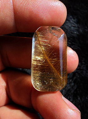 鳌犷天然钛晶金发晶顺发无事牌吊坠挂件 33×18×12mm 13.6g