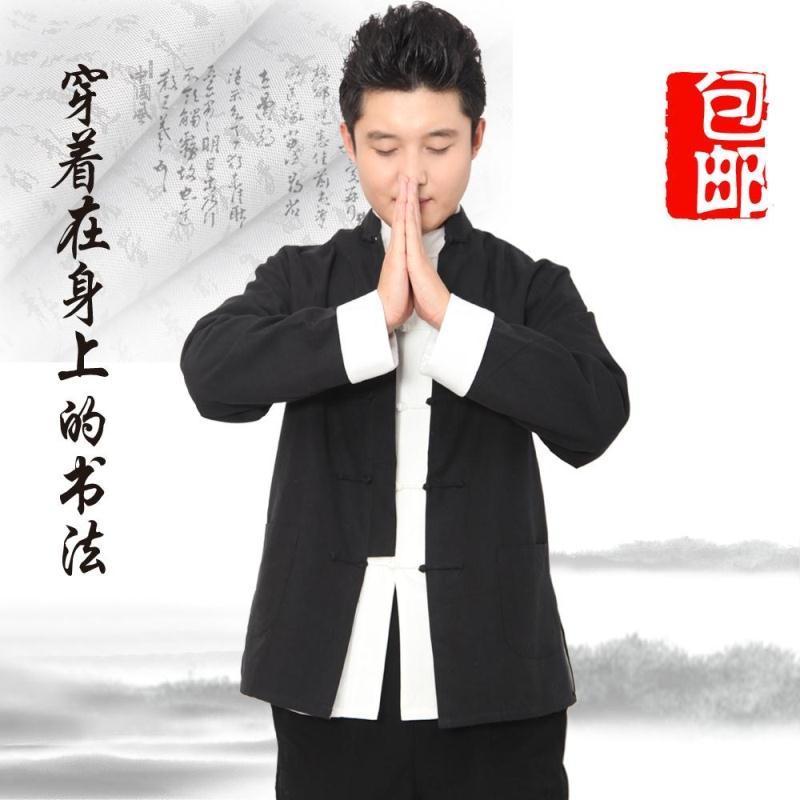 Chinese style pure cotton men's wear Tang costume Long sleeve coat Chinese style Youth spring and autumn Long sleeve Middle and old age Cotton and hemp Hanfu ancient costumein the Men's clothing, National costume  category - from Buy2taobao.com to provide professional Taobao agent buy service