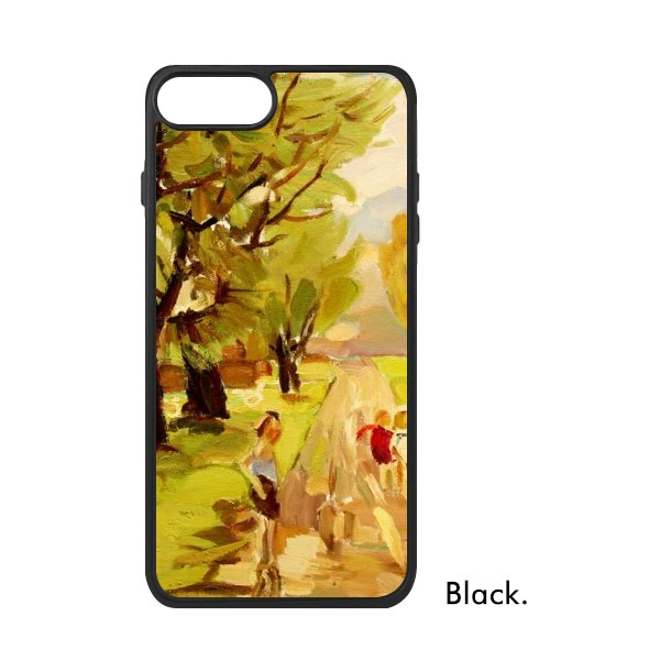 适用于iPhone油画树马路人物风景Xr手机壳max保护套678plus硅胶11
