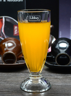 LIBBEY玻璃杯条纹奶茶杯冰沙杯奶昔杯饮料果汁杯5110cmd0168包邮